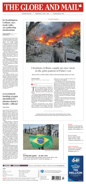 Cover of The Globe and Mail (Ontario Edition)