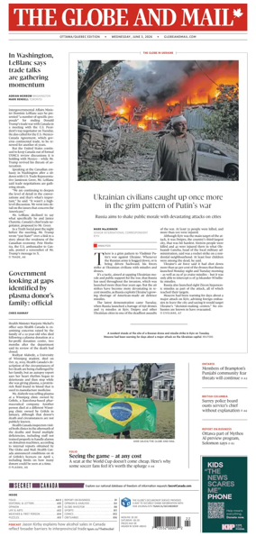 Cover of The Globe and Mail (Ottawa/Quebec Edition)