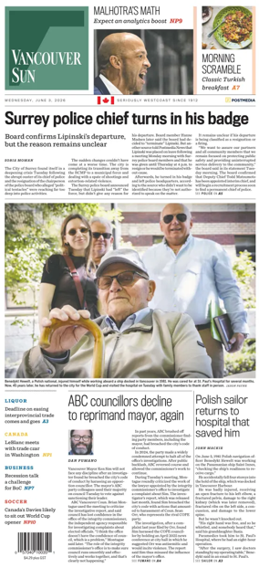 Cover of Vancouver Sun
