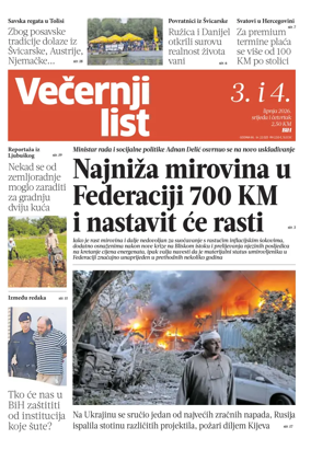 Cover of Vecernji list BiH
