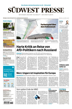 Cover of Sudwest Presse - Metzinger Uracher Volksblatt - Der Ermstalbote