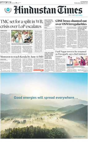 Cover of Hindustan Times (East UP)