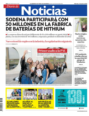 Cover of Diario de Noticias (Spain)