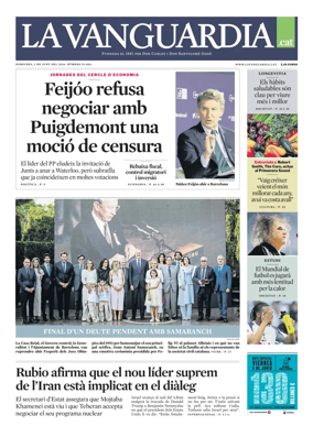Cover of La Vanguardia (Catala)