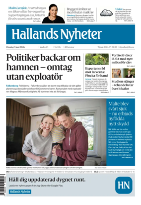 Cover of Hallands Nyheter