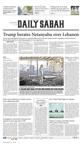 Cover of Daily Sabah (Turkey)