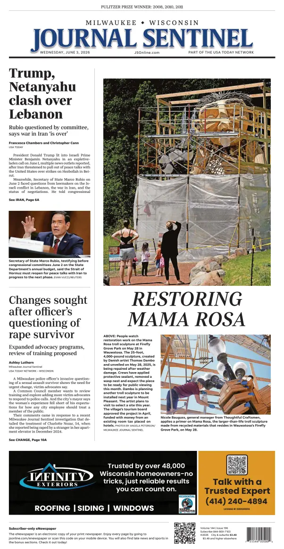 Cover of Milwaukee Journal Sentinel