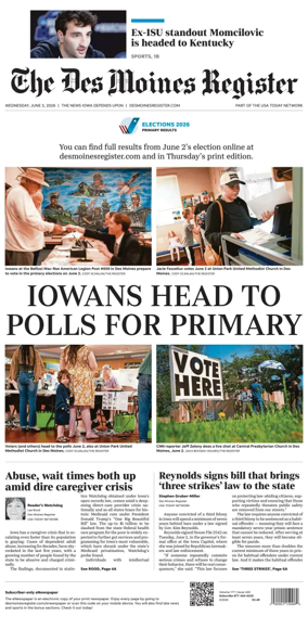 Cover of The Des Moines Register