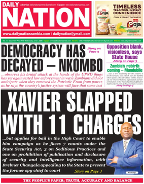 Cover of Daily Nation Newspaper