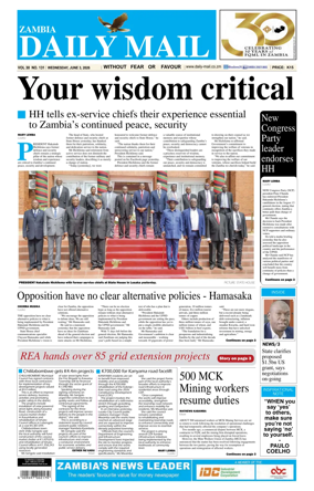 Cover of Zambia Daily Mail