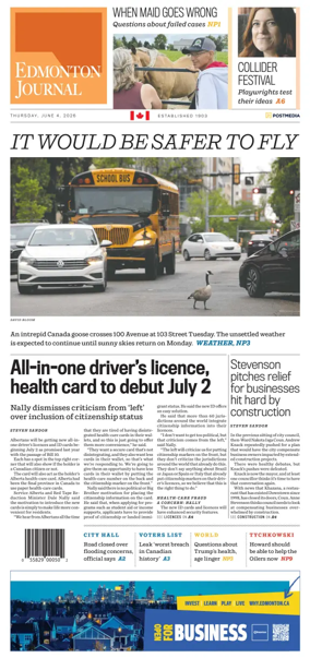 Cover of Edmonton Journal