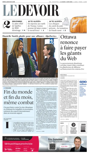 Cover of Le Devoir
