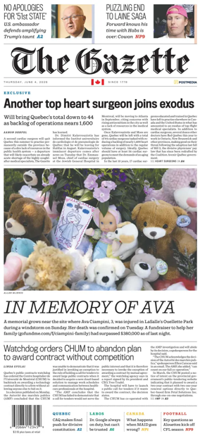 Cover of Montreal Gazette