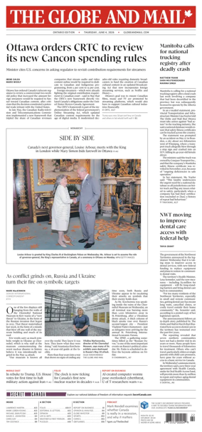 Cover of The Globe and Mail (Ontario Edition)
