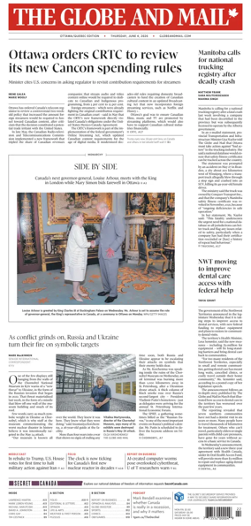 Cover of The Globe and Mail (Ottawa/Quebec Edition)