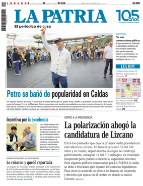 Cover of La Patria (Colombia)