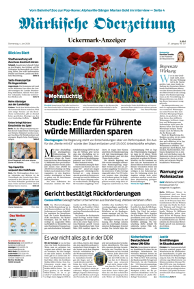 Cover of Markische Oderzeitung Uckermarkanzeiger