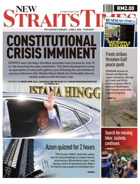 Cover of New Straits Times