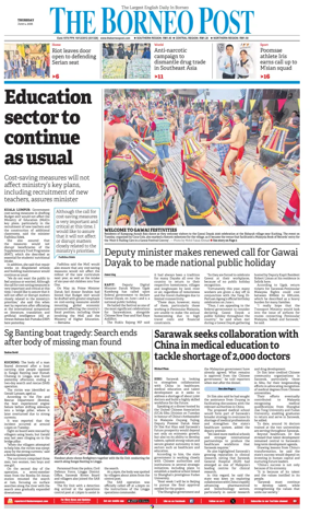Cover of The Borneo Post (Sarawak)