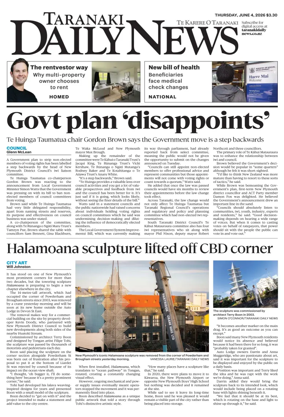 Cover of Taranaki Daily News