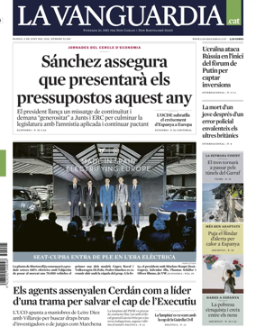 Cover of La Vanguardia (Catalonia - 1st edition)