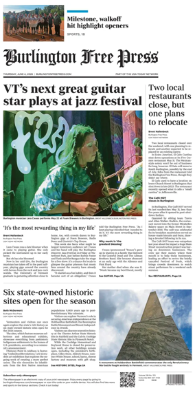 Cover of Burlington Free Press