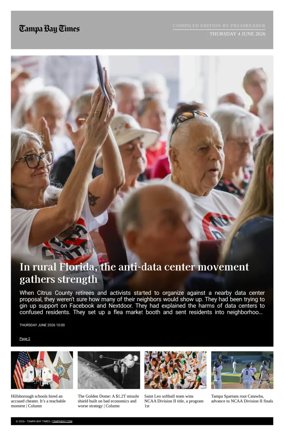 Cover of Tampa Bay Times TFP