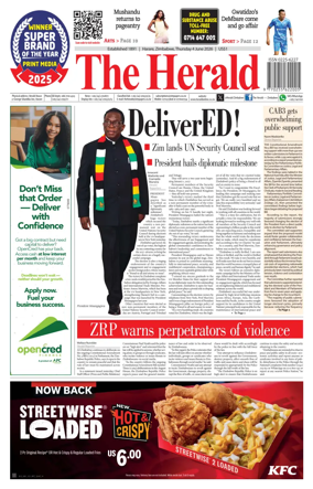 Cover of The Herald (Zimbabwe)
