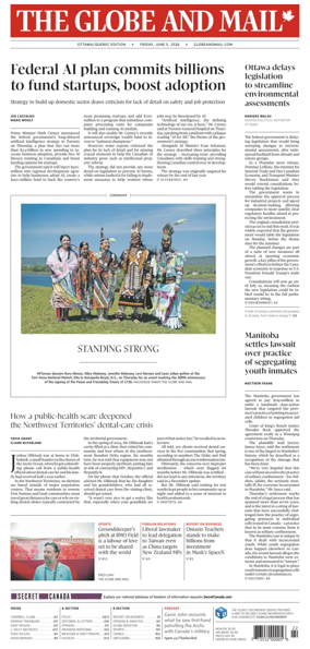 Cover of The Globe and Mail (Ottawa/Quebec Edition)