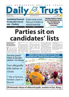 Cover of Daily Trust