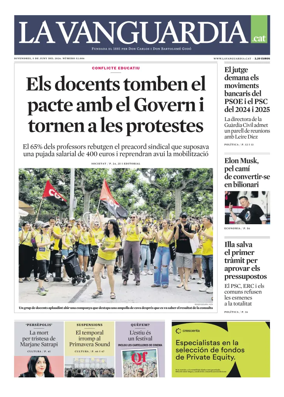 Cover of La Vanguardia (Catala)
