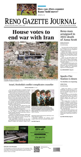 Cover of Reno Gazette Journal