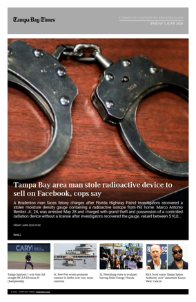 Cover of Tampa Bay Times TFP
