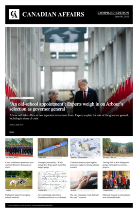 Cover of Canadian Affairs News Compiled Edition