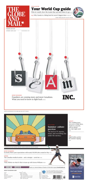 Cover of The Globe and Mail (Prairie Edition)