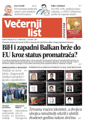 Cover of Vecernji list BiH
