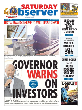Cover of Saturday Observer (Eswatini)