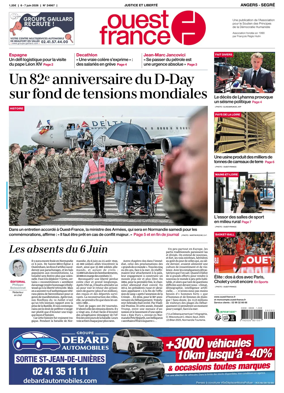 Cover of Ouest France (Angers / Segre)