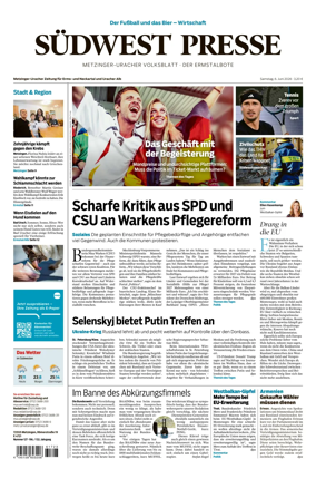 Cover of Sudwest Presse - Metzinger Uracher Volksblatt - Der Ermstalbote