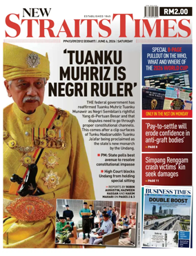 Cover of New Straits Times