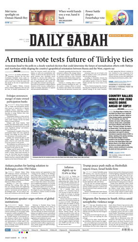 Cover of Daily Sabah (Turkey)