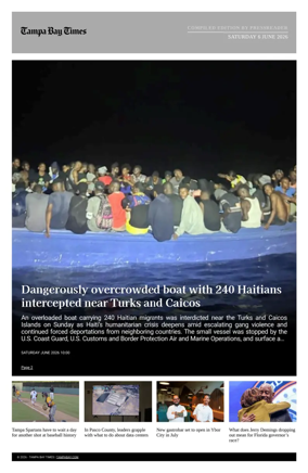 Cover of Tampa Bay Times TFP