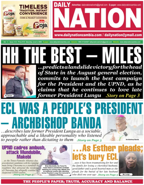 Cover of Daily Nation Newspaper