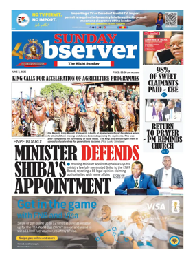 Cover of Sunday Observer (Eswatini)