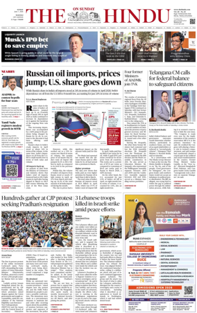 Cover of The Hindu (Madurai)
