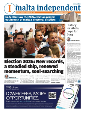 Cover of The Malta Independent on Sunday