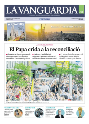 Cover of La Vanguardia (Catala)