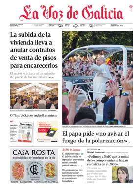 Cover of La Voz de Galicia (Arousa)