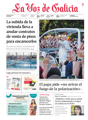 Cover of La Voz de Galicia (Lugo)