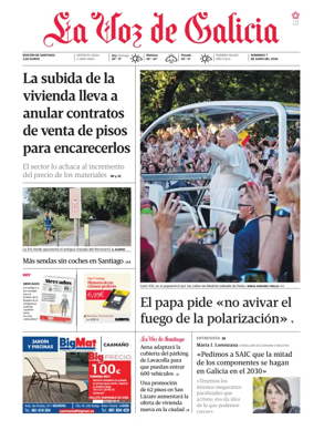 Cover of La Voz de Galicia (Santiago)